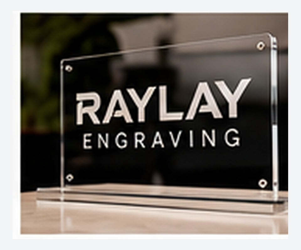 Illustrative acrylic sign design mockup, not a completed customer order; size and mounting are quoted for each project