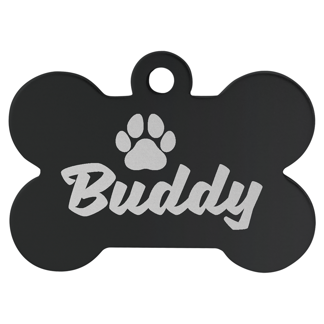 Supplier personalization example: bone-shaped engraved pet ID tag